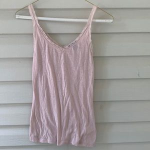 Pale pink cami with lace trim